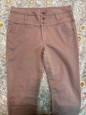 Xhilaration Dusty Mauve High Rise Skinny Jeans | Button Front Size 16